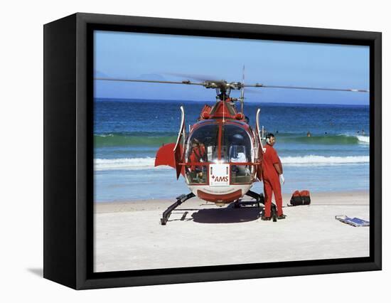 First Aid Medical Helicopter Lands on the Beach, South Africa, Africa-Yadid Levy-Framed Premier Image Canvas