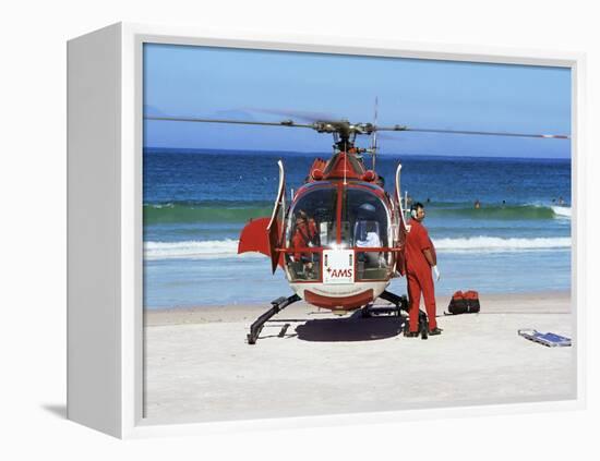 First Aid Medical Helicopter Lands on the Beach, South Africa, Africa-Yadid Levy-Framed Premier Image Canvas