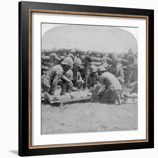 First Aid to a Wounded Fusilier, Honey Nest Kloof Battle, Boer War, South Africa, February 1900-Underwood & Underwood-Framed Giclee Print