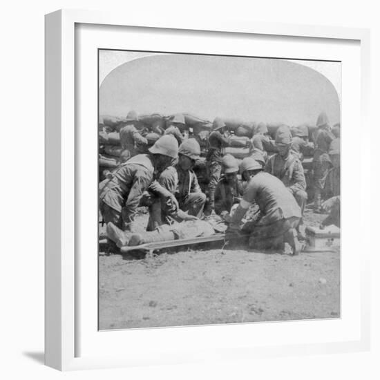 First Aid to a Wounded Fusilier, Honey Nest Kloof Battle, Boer War, South Africa, February 1900-Underwood & Underwood-Framed Giclee Print