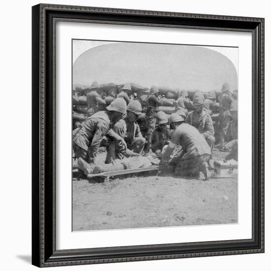First Aid to a Wounded Fusilier, Honey Nest Kloof Battle, Boer War, South Africa, February 1900-Underwood & Underwood-Framed Giclee Print