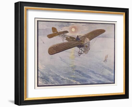 First Air Crossing of the English Channel: Over the Open Sea-H. Delaspre-Framed Art Print