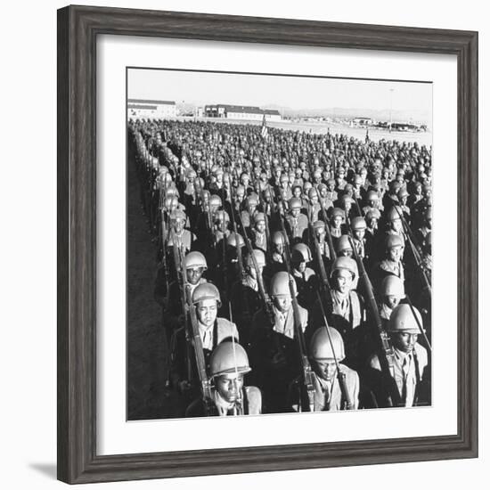 First All Black Combat Division, 93Rd, on Parade after Hike in Sweltering Heat at Fort Huachuca-Charles E^ Steinheimer-Framed Photographic Print