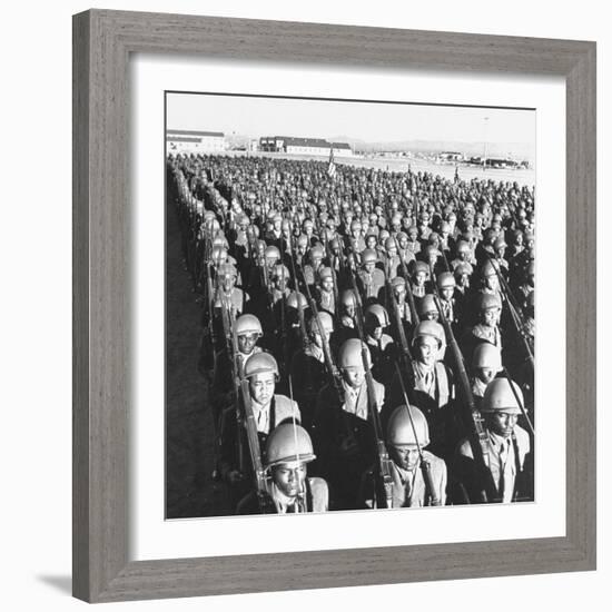 First All Black Combat Division, 93Rd, on Parade after Hike in Sweltering Heat at Fort Huachuca-Charles E^ Steinheimer-Framed Photographic Print