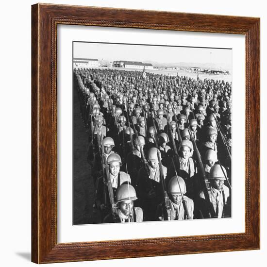 First All Black Combat Division, 93Rd, on Parade after Hike in Sweltering Heat at Fort Huachuca-Charles E^ Steinheimer-Framed Photographic Print