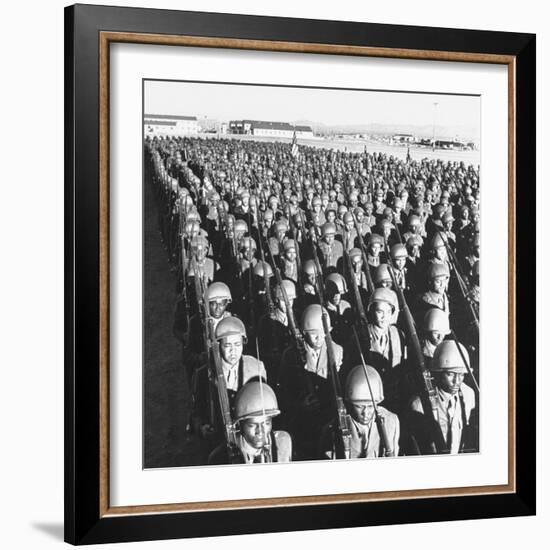 First All Black Combat Division, 93Rd, on Parade after Hike in Sweltering Heat at Fort Huachuca-Charles E^ Steinheimer-Framed Photographic Print