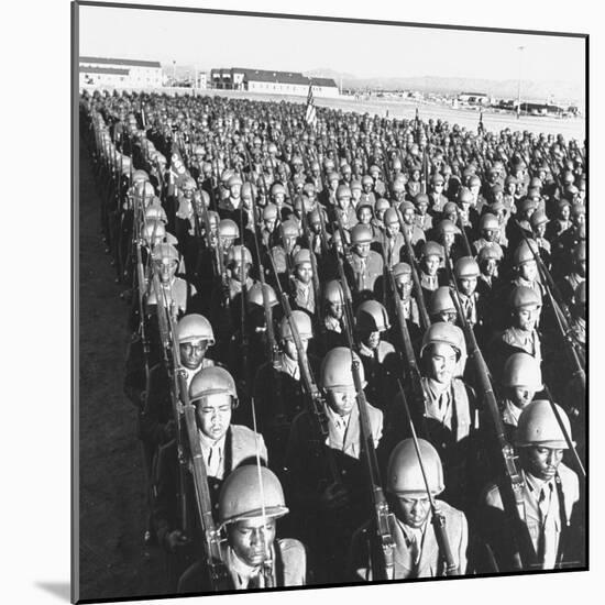 First All Black Combat Division, 93Rd, on Parade after Hike in Sweltering Heat at Fort Huachuca-Charles E^ Steinheimer-Mounted Photographic Print