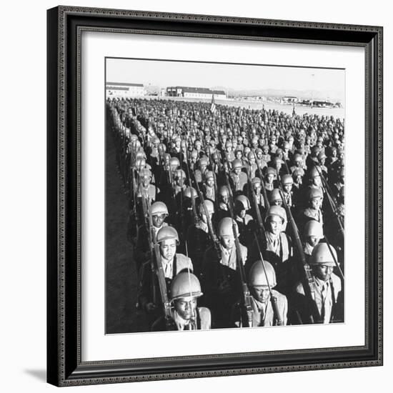 First All Black Combat Division, 93Rd, on Parade after Hike in Sweltering Heat at Fort Huachuca-Charles E^ Steinheimer-Framed Photographic Print