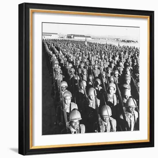 First All Black Combat Division, 93Rd, on Parade after Hike in Sweltering Heat at Fort Huachuca-Charles E^ Steinheimer-Framed Photographic Print