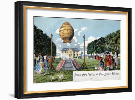 First Ascent of Mongolfier Hot Air Balloon, 21 November 1783-null-Framed Giclee Print