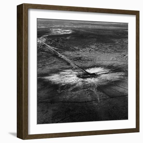 First Atomic Bomb's Dark Crater Surrounded by Glass Created by Heated Sand from Explosion-Fritz Goro-Framed Photographic Print