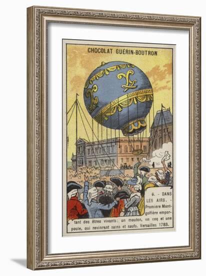 First Balloon Flight Carrying Living Creatures, Versailles, 1783-null-Framed Giclee Print