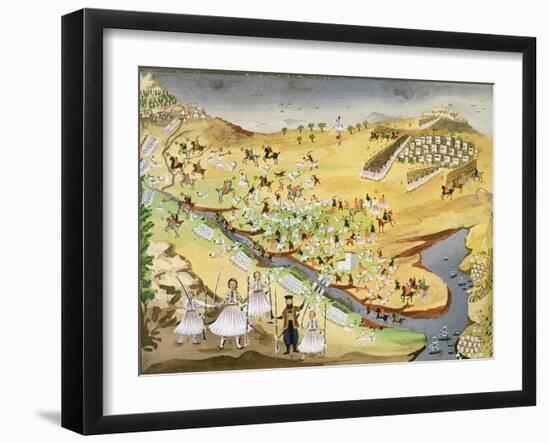 First Battle Between Greeks and Turks, at the Alamana Bridge in 1821-null-Framed Giclee Print