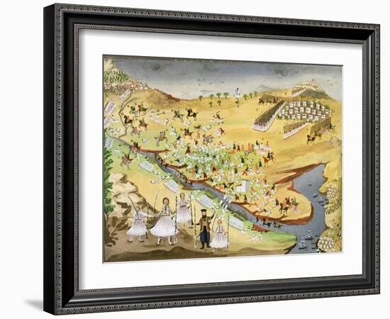 First Battle Between Greeks and Turks, at the Alamana Bridge in 1821-null-Framed Giclee Print