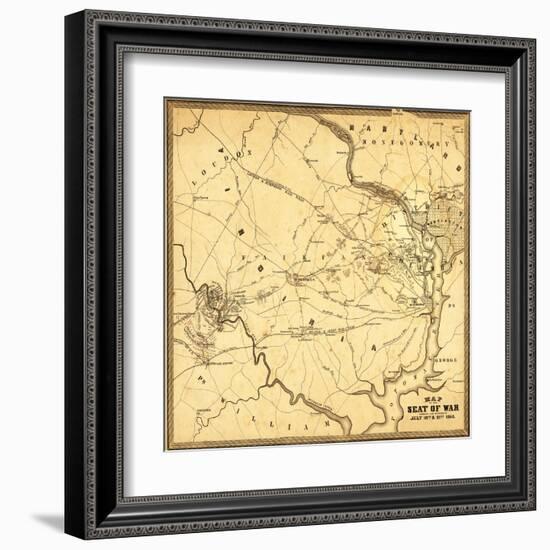 First Battle of Bull Run - Civil War Panoramic Map-Lantern Press-Framed Art Print