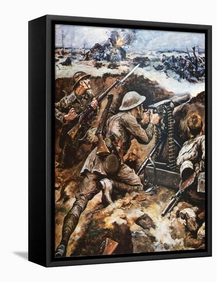 First Battle of the Somme (Colour Litho)-Stanley L. Wood-Framed Premier Image Canvas