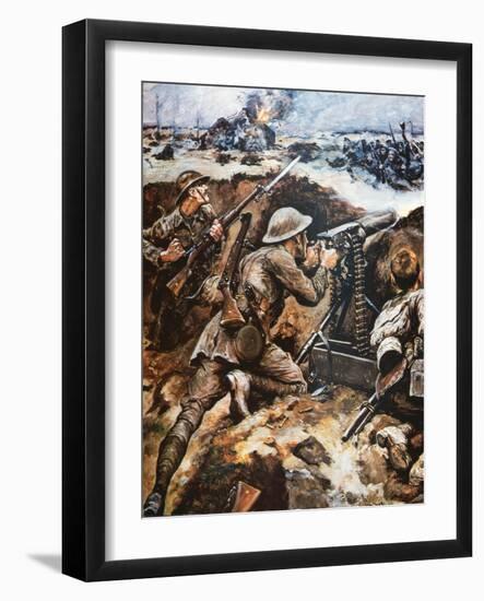 First Battle of the Somme (Colour Litho)-Stanley L. Wood-Framed Giclee Print