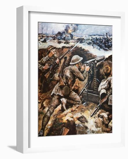 First Battle of the Somme (Colour Litho)-Stanley L. Wood-Framed Giclee Print