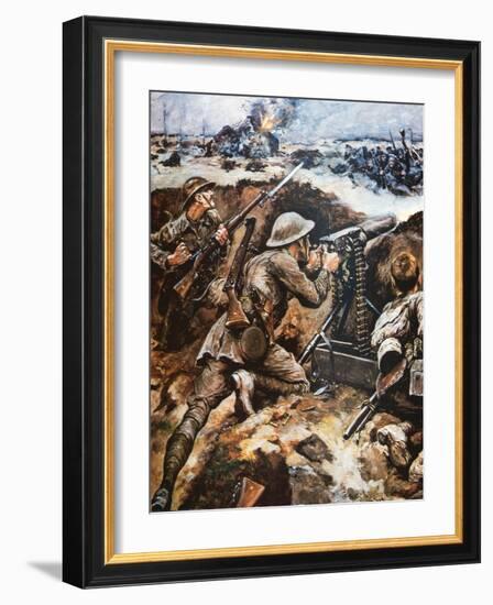 First Battle of the Somme (Colour Litho)-Stanley L. Wood-Framed Giclee Print