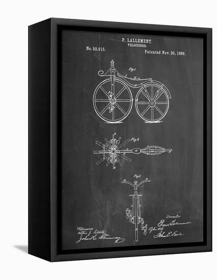 First Bicycle Patent-null-Framed Stretched Canvas