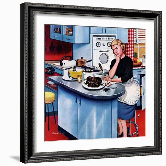 "First Cake", May 21, 1955-Stevan Dohanos-Framed Giclee Print