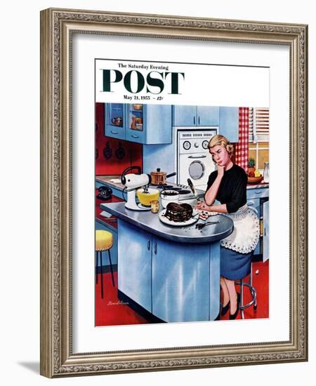 "First Cake" Saturday Evening Post Cover, May 21, 1955-Stevan Dohanos-Framed Giclee Print