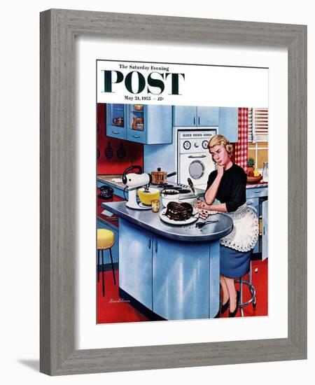 "First Cake" Saturday Evening Post Cover, May 21, 1955-Stevan Dohanos-Framed Giclee Print