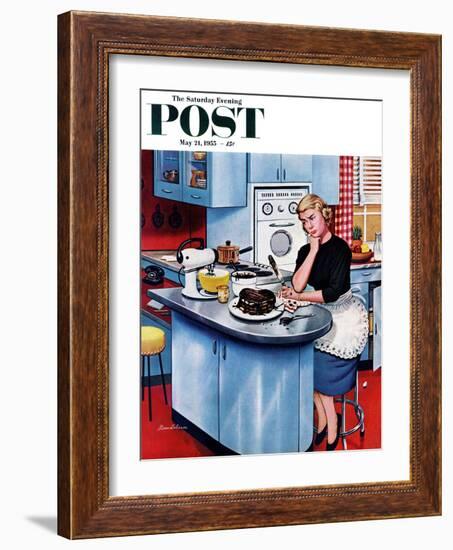 "First Cake" Saturday Evening Post Cover, May 21, 1955-Stevan Dohanos-Framed Giclee Print