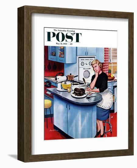 "First Cake" Saturday Evening Post Cover, May 21, 1955-Stevan Dohanos-Framed Giclee Print