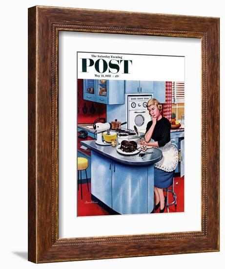 "First Cake" Saturday Evening Post Cover, May 21, 1955-Stevan Dohanos-Framed Giclee Print