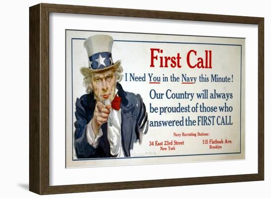 First Call Poster-James Montgomery Flagg-Framed Giclee Print