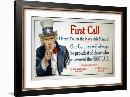 First Call Poster-James Montgomery Flagg-Framed Giclee Print