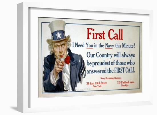 First Call Poster-James Montgomery Flagg-Framed Giclee Print