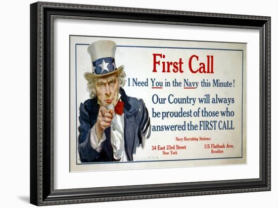 First Call Poster-James Montgomery Flagg-Framed Giclee Print