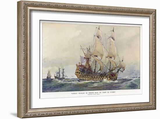 First-Class French Warship Commissioned for Louis XIV by His Minister Colbert-Albert Sebille-Framed Art Print