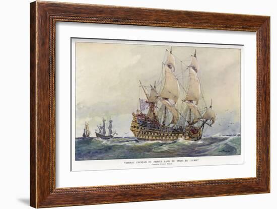 First-Class French Warship Commissioned for Louis XIV by His Minister Colbert-Albert Sebille-Framed Art Print