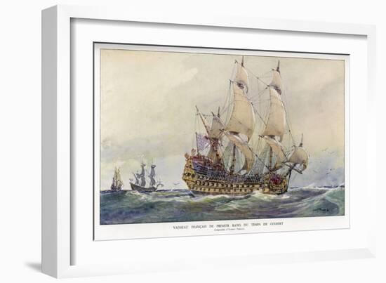 First-Class French Warship Commissioned for Louis XIV by His Minister Colbert-Albert Sebille-Framed Art Print