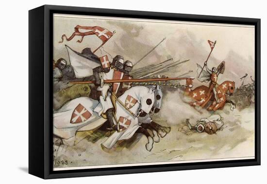 First Crusade a Cavalry Charge by the Knights of Saint John Against the Saracens-Adolf Closs-Framed Premier Image Canvas