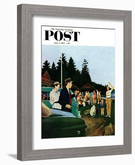 "First Day at Camp" Saturday Evening Post Cover, July 3, 1954-George Hughes-Framed Giclee Print