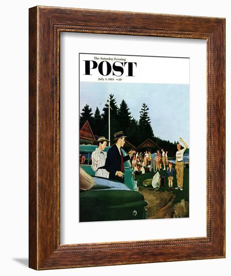 "First Day at Camp" Saturday Evening Post Cover, July 3, 1954-George Hughes-Framed Giclee Print