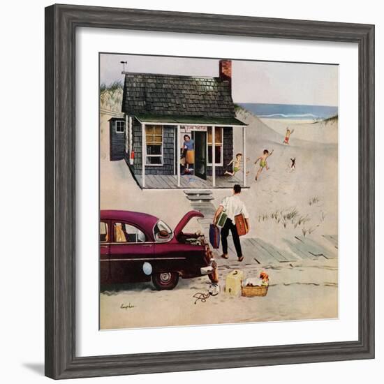"First Day at the Beach", August 11, 1956-George Hughes-Framed Giclee Print
