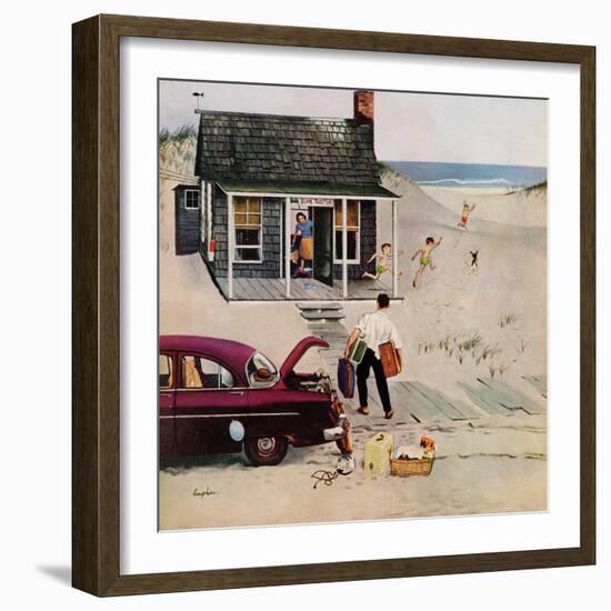 "First Day at the Beach", August 11, 1956-George Hughes-Framed Giclee Print