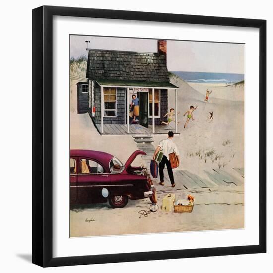 "First Day at the Beach", August 11, 1956-George Hughes-Framed Giclee Print