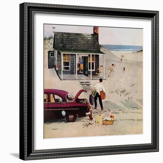 "First Day at the Beach", August 11, 1956-George Hughes-Framed Giclee Print