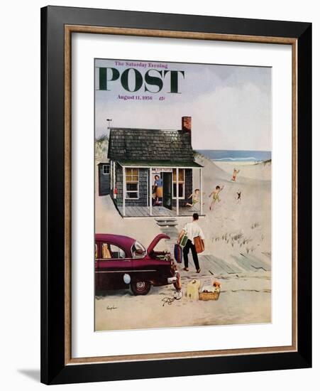 "First Day at the Beach" Saturday Evening Post Cover, August 11, 1956-George Hughes-Framed Giclee Print