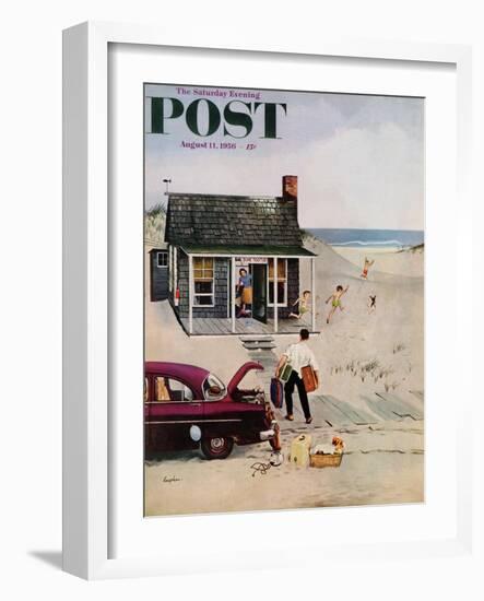 "First Day at the Beach" Saturday Evening Post Cover, August 11, 1956-George Hughes-Framed Giclee Print