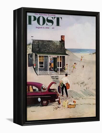"First Day at the Beach" Saturday Evening Post Cover, August 11, 1956-George Hughes-Framed Premier Image Canvas