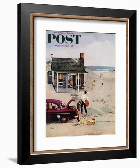 "First Day at the Beach" Saturday Evening Post Cover, August 11, 1956-George Hughes-Framed Giclee Print