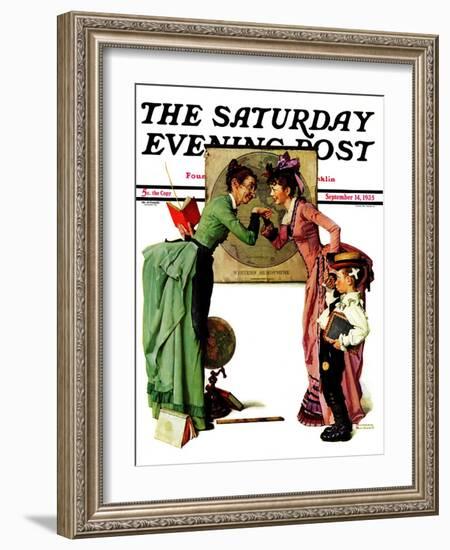 "First Day of School" or "Back to School" Saturday Evening Post Cover, September 14,1935-Norman Rockwell-Framed Giclee Print