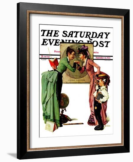 "First Day of School" or "Back to School" Saturday Evening Post Cover, September 14,1935-Norman Rockwell-Framed Giclee Print